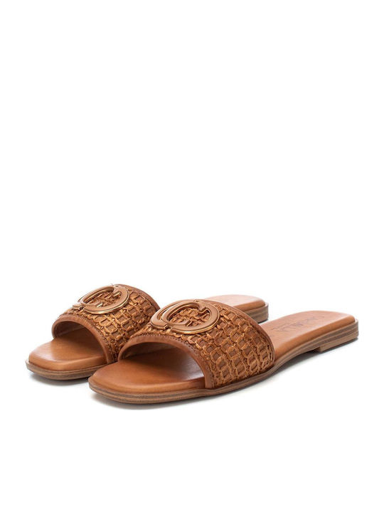 Leather Women's Flat Sandals Brown