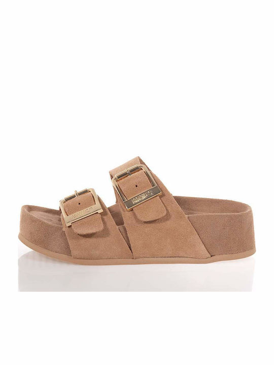 Leather Women's Anatomic Flat Sandals Beige