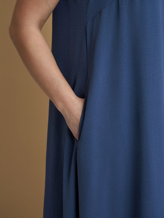 Rochie De Vară Pentru Femei Midi Albastră