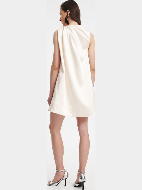 Mini Dress for Wedding / Christening Satin Beige