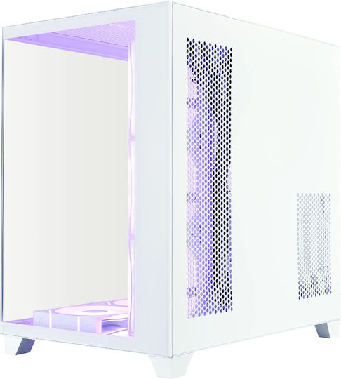 1STPLAYER Megaview MV8 Gaming Midi Tower Κουτί Υπολογιστή με Πλαϊνό Παράθυρο και ARGB Φωτισμό Λευκό