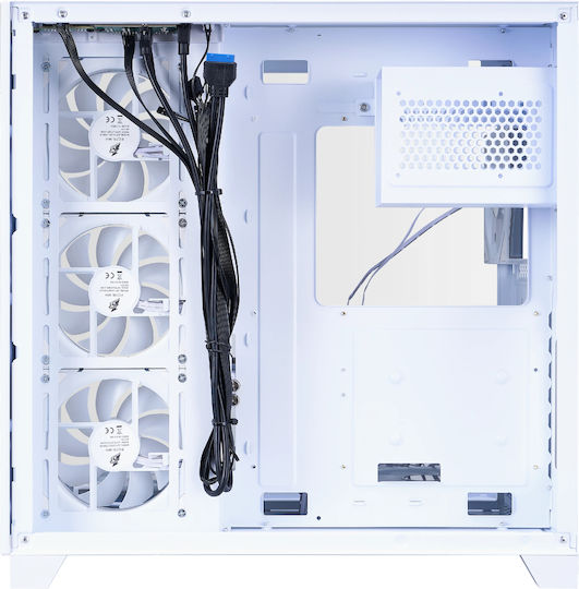 1STPLAYER Megaview MV8 Gaming Midi Tower Κουτί Υπολογιστή με Πλαϊνό Παράθυρο και ARGB Φωτισμό Λευκό