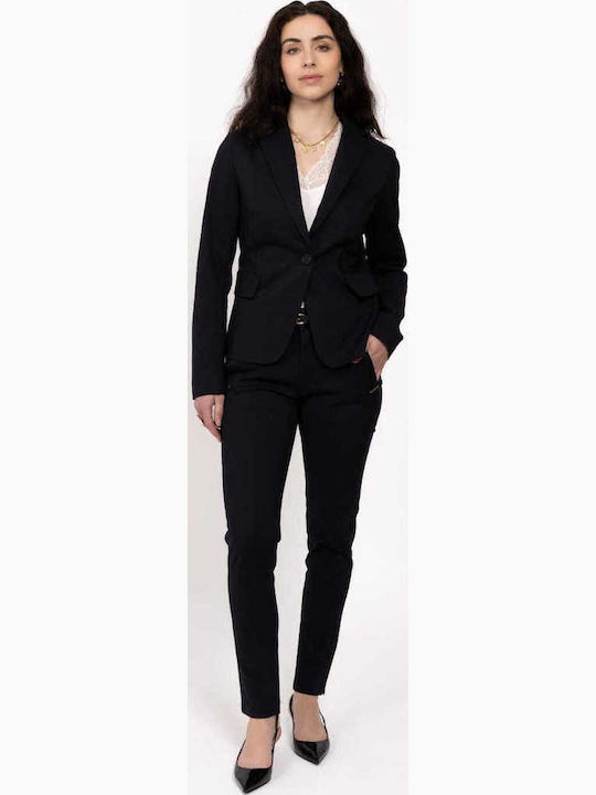 Women's Fabric Trousers in Straight Leg Black