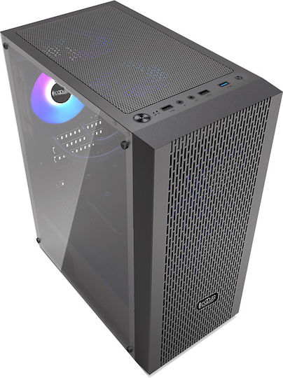 PCCOOLER MA100 Gaming Midi Tower Κουτί Υπολογιστή με ARGB Φωτισμό Μαύρο