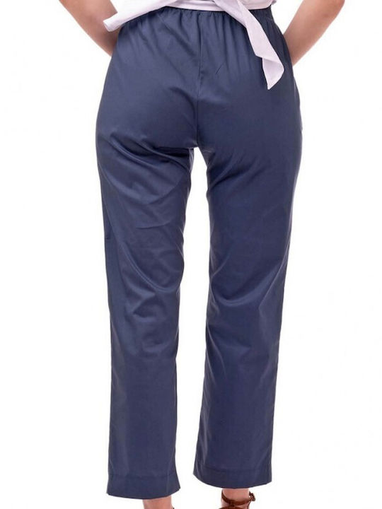 Damen Stoffhose mit Gummiband Marineblau