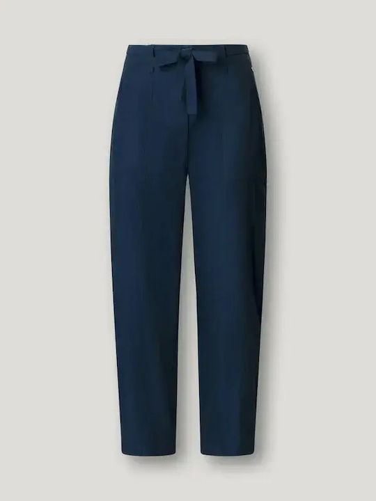Women's Fabric Trousers in Straight Leg Navy