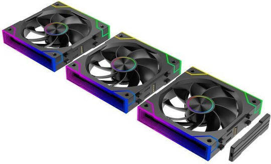 Xilence XF073 Reverse Blade Case Fans 125mm 2000rpm 62cfm with ARGB Lighting and Connection 3-Pin 4-Pin PWM Pack of 3