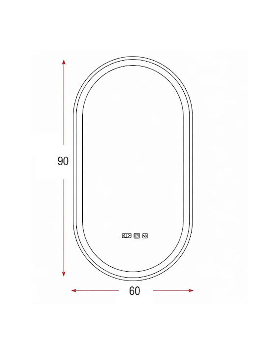 Огледало За Баня LED Touch Mirrorlux Helios S-4971b Овално 900х600мм Черно