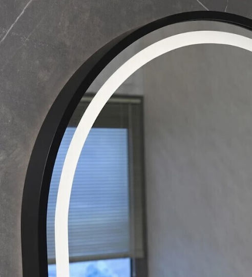 Καθρεφτης Μπανιου Led Αφης Mirrorlux Helios S-4971b Οβαλ 900χ600mm Μαυρος