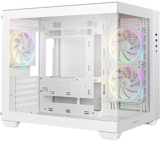 Deepcool CG330 3F Gaming Мини Кула Кутия За Компютър Със Страничен Прозорец И ARGB Осветление Бяла
