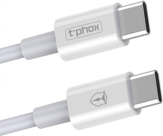 T-Phox Glary Lite Series USB 2.0 Cable USB-C male - USB-C Λευκό 1m