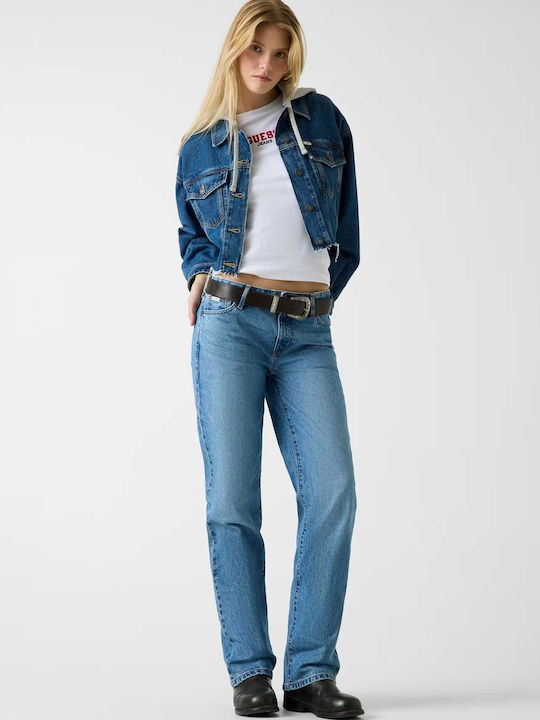 Crop Women's Jacket for Winter Blue
