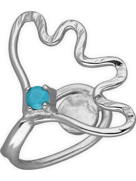 Nose Piercing Feather Turquoise Zircon Handcrafted Gold Plated Silver 925