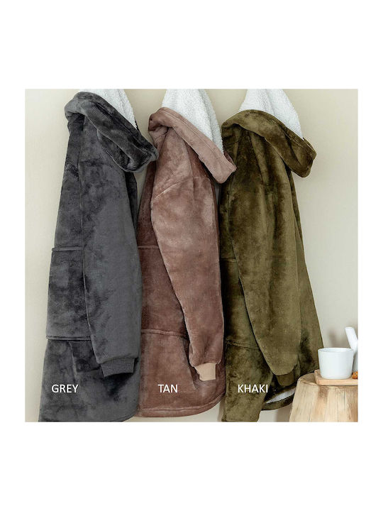 Palamaiki Huhu Κουβέρτα Fleece με Μανίκια 90x100εκ. Khaki