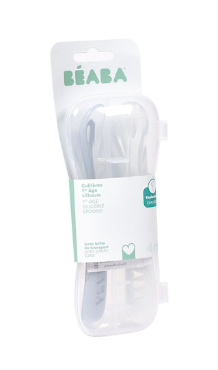 Beaba Baby Set of Spoons 1st Age Silicone with Case Blue 2 Pieces