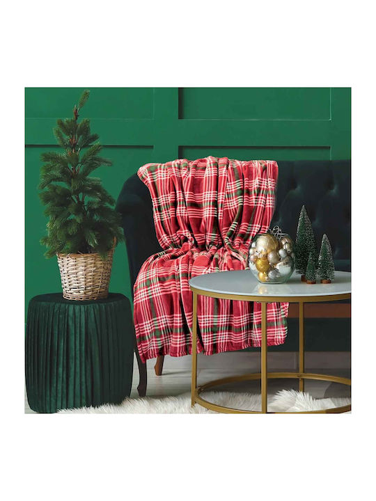 Das Home 1361 Decke Fleece Couch 130x170cm Grün Rot