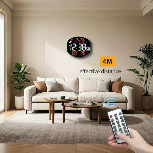Digital Wall Clock Black