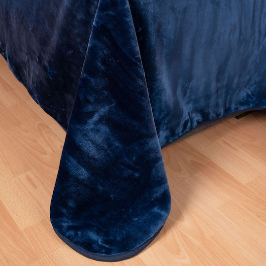 Silk Fashion Κουβέρτα Βελουτέ Υπέρδιπλη 220x240εκ. Μπλε 5206978075407