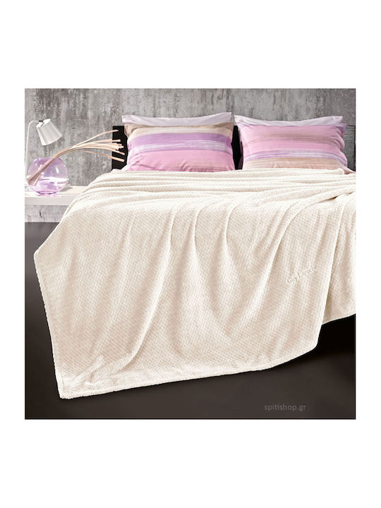 Guy Laroche Rombus Κουβέρτα Fleece Μονή 160x220εκ. Ecru