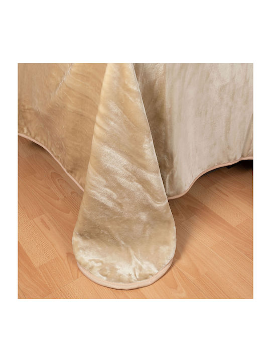 Silk Fashion Κουβέρτα Βελουτέ Υπέρδιπλη 220x240εκ. Μπεζ