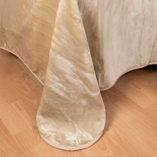 Silk Fashion Κουβέρτα Βελουτέ Υπέρδιπλη 220x240εκ. Μπεζ 5206978075391