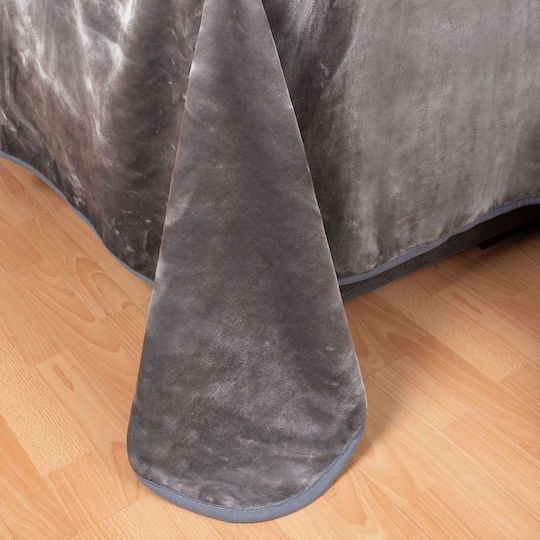 Silk Fashion Κουβέρτα Βελουτέ Υπέρδιπλη 220x240εκ. Ανοιχτό Γκρι 5206978075421