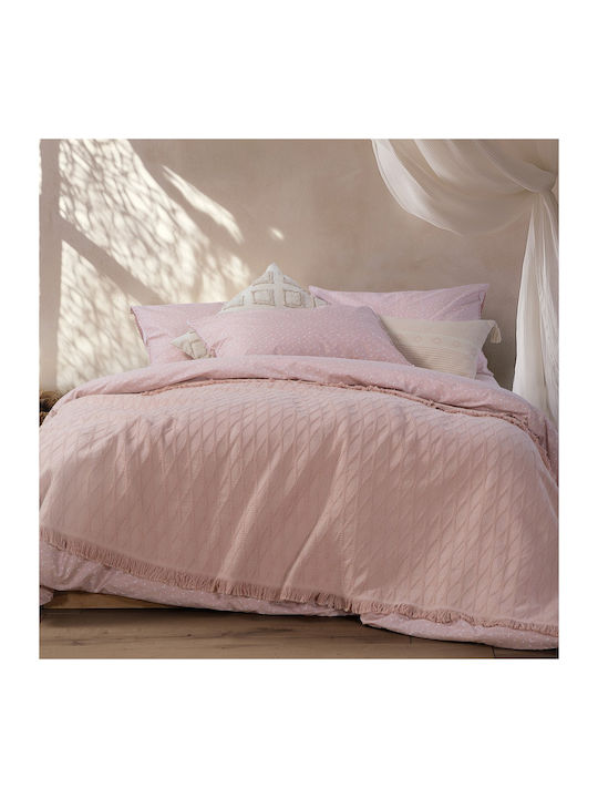 Nef-Nef Homeware Outlast Pique Blanket Double with Fringes 230x240cm Pink
