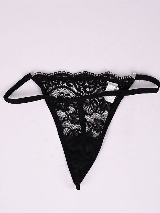 Women's String with Lace Black