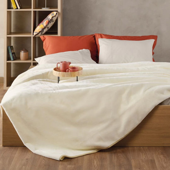 Kentia Notte Velvet Blanket Double 220x240cm White