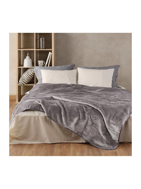 Kentia Notte Κουβέρτα Βελουτέ Ημίδιπλη 180x220εκ. Light Grey