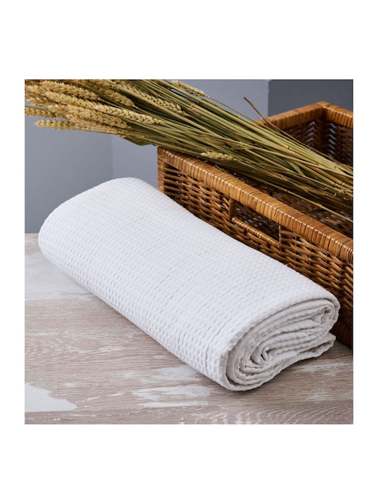 Cokitex Summer Κουβέρτα Πικέ Διπλή 200x265εκ. Λευκή