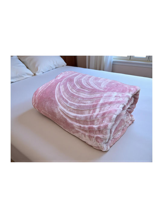 Linea Home Κουβέρτα Βελουτέ Υπέρδιπλη 220x240εκ. Ροζ