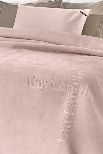 Guy Laroche Logo Pătură Catifea Simplă 160x220 cm Pudră