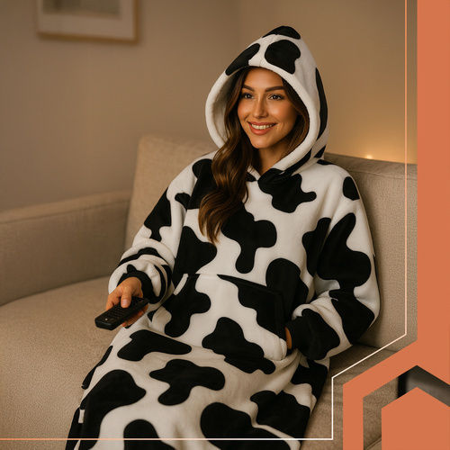 Ruhhy Furry Blanket with Sleeves 115x80cm Black and White 18567-0