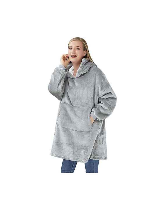 Huggle Plush Κουβέρτα Βελουτέ με Μανίκια 70x90εκ. Gray