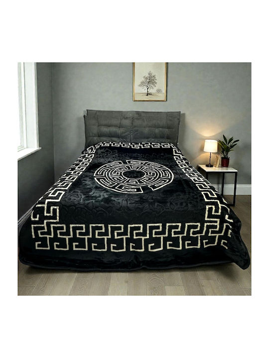 Olia Home Blanket Velvet Queen 220x240cm Black