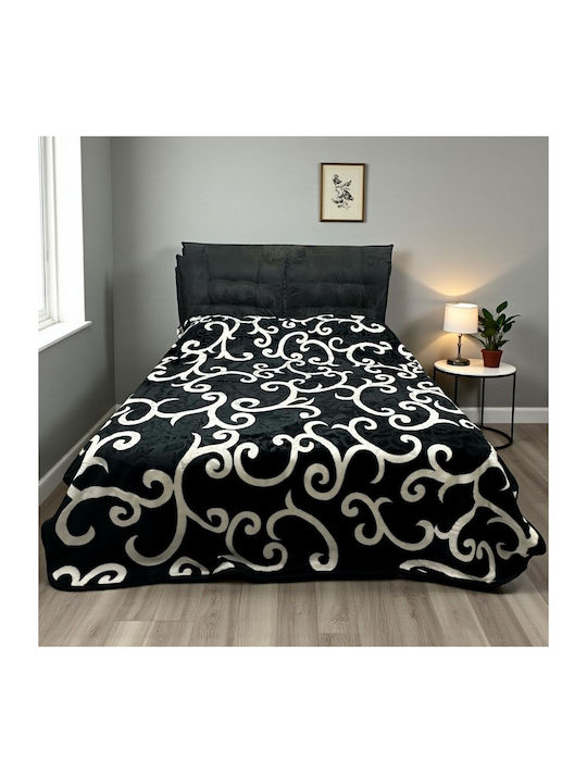 Olia Home Samtige Übergröße Decke 220x240cm Schwarz