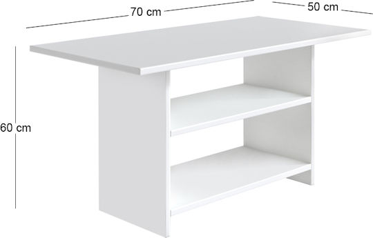 Rectangular Central Coffee Table Dallas Wooden White W70xL50xH60cm GP026-0130 1