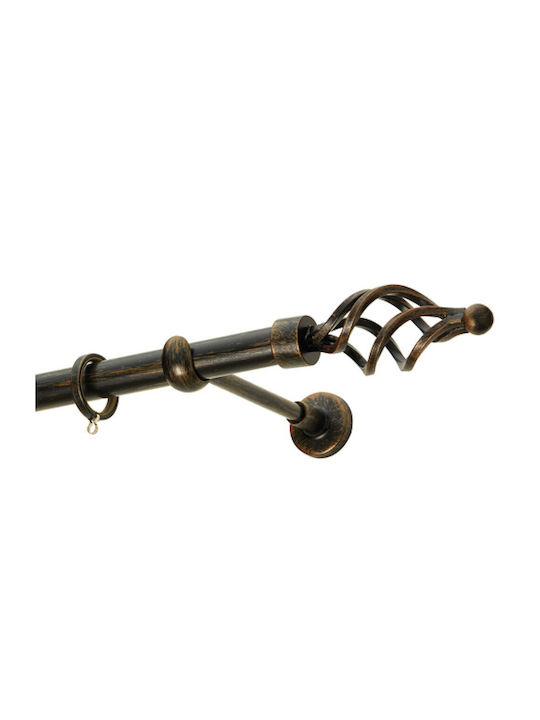 Zogometal Metallisch Vorhangstange Doppel mit Schiene Φ25mm 160cm Dirty Rust