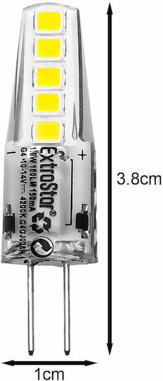 Extrastar Λάμπα LED 1.8W 103mm για Ντουί G4 Φυσικό Λευκό 180lm