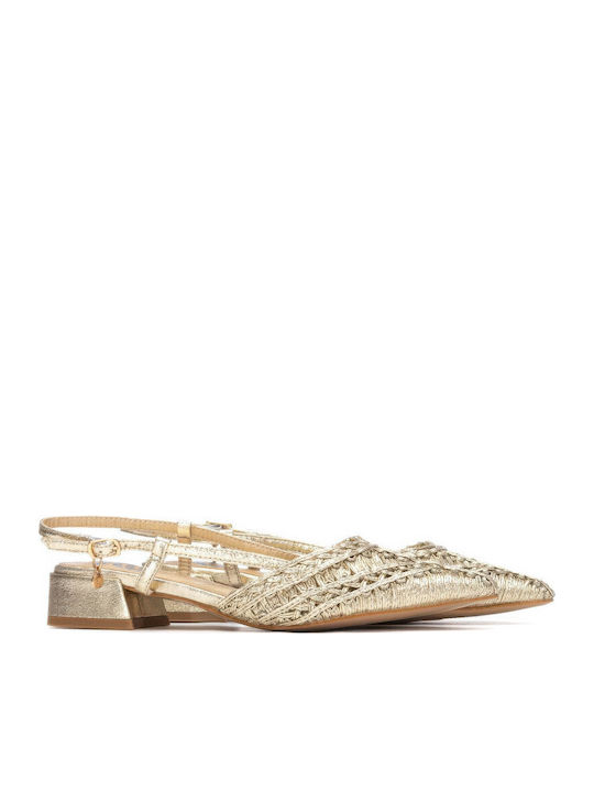 Pumps mit Riemen Goldene