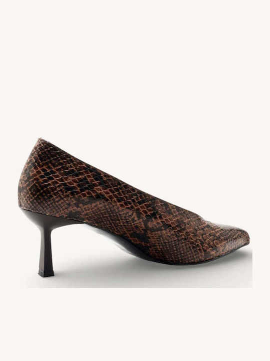 Braune Print Snake Print Pumps Pointed Toe