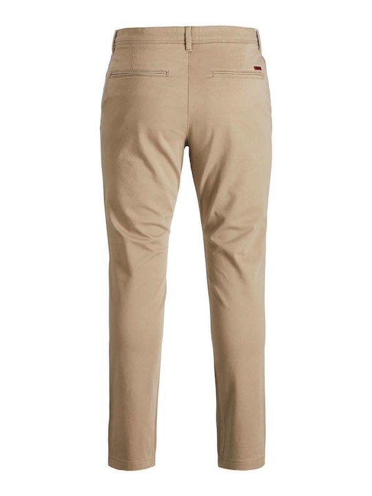Chino Elastic Trousers in Slim Fit Beige
