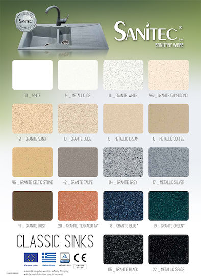 Sanitec Classic Ένθετος Νεροχύτης Inox Μ81xΠ50cm GRANITE TAUPE