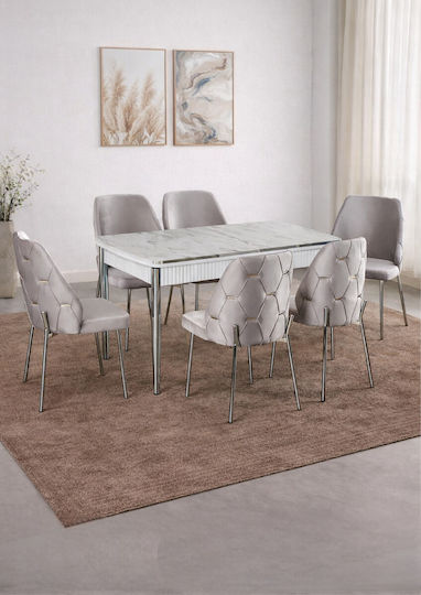 Scaun Gri Deschis Și Set Mobila Living Alb 132x80x75cm