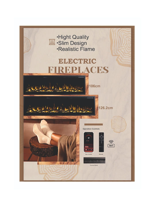 Hitense Notting Hill-60 Wall Mounted Electric Fireplace 1800W 151.6x11.8cm Gray