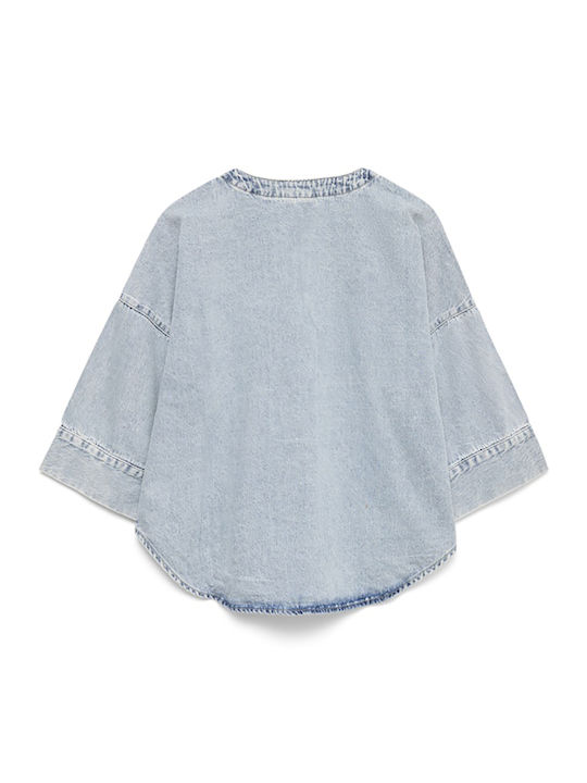 Langärmeliges Damenhemden Hellblau Denim