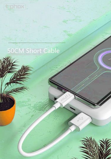 T-Phox USB 2.0 Cable USB-C male - USB-A Λευκό 0.5m