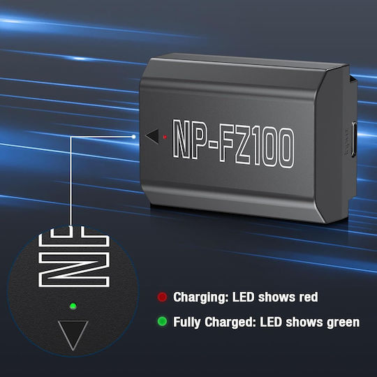 Powerextra Np-fz100 2500mah Battery Type-c Fast Charging Compatible Sony