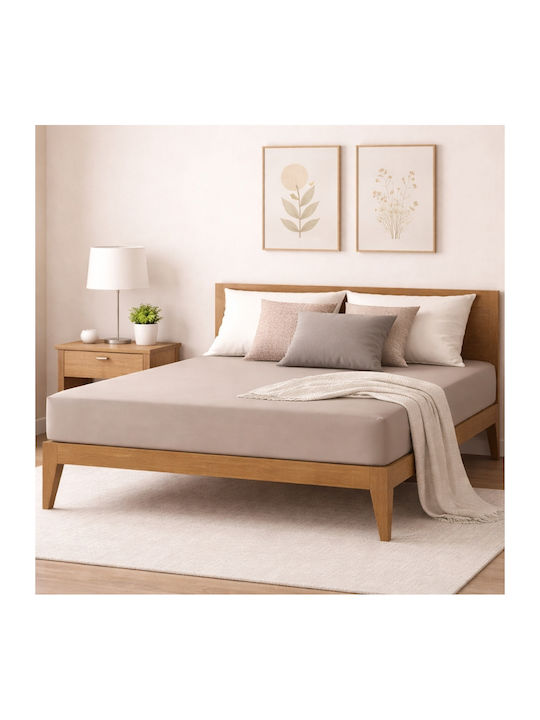 My Home Luxury Cearșaf Super dublu cu Elastic 160x200+30cm. Bej